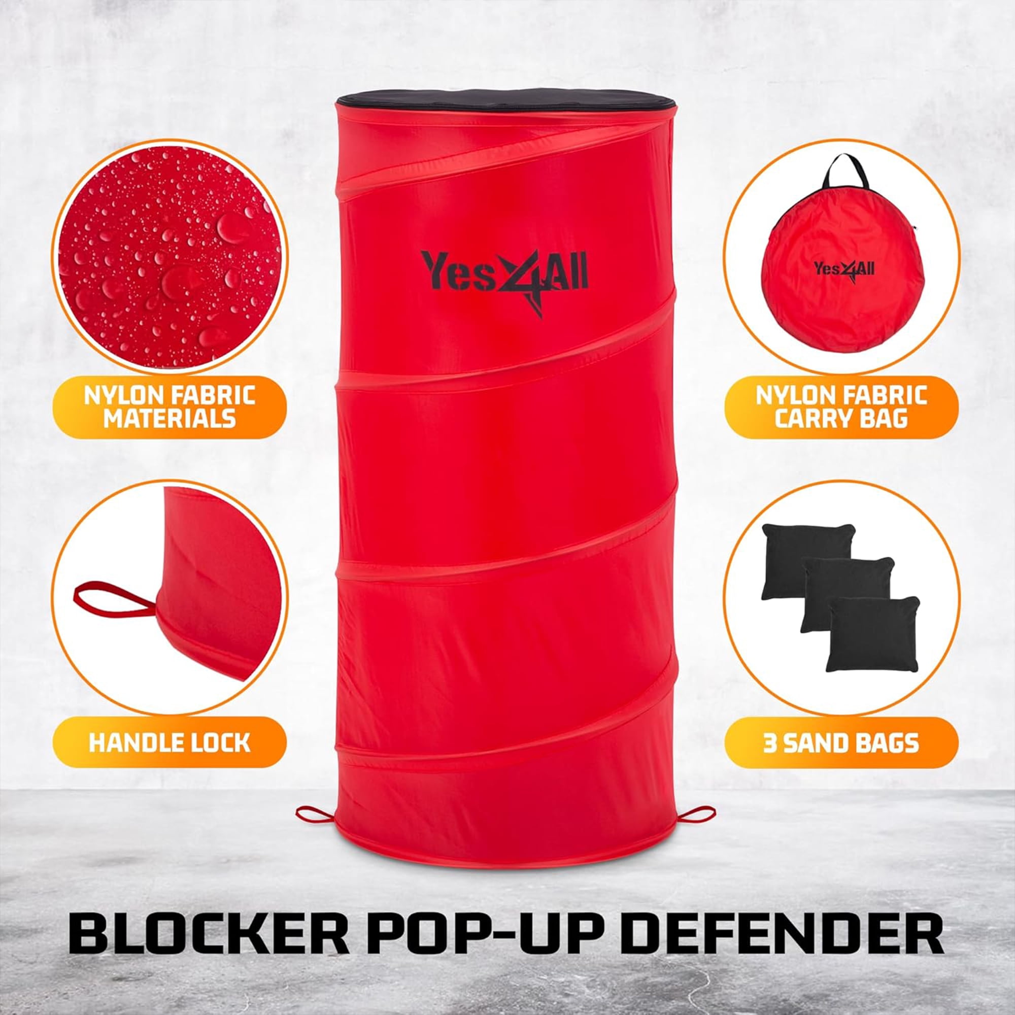 Yes4All Red Pop Up Defender, 3-Pack Basketball Youth Training Equipment, Portable Football Soccer Basketball Drill Defender