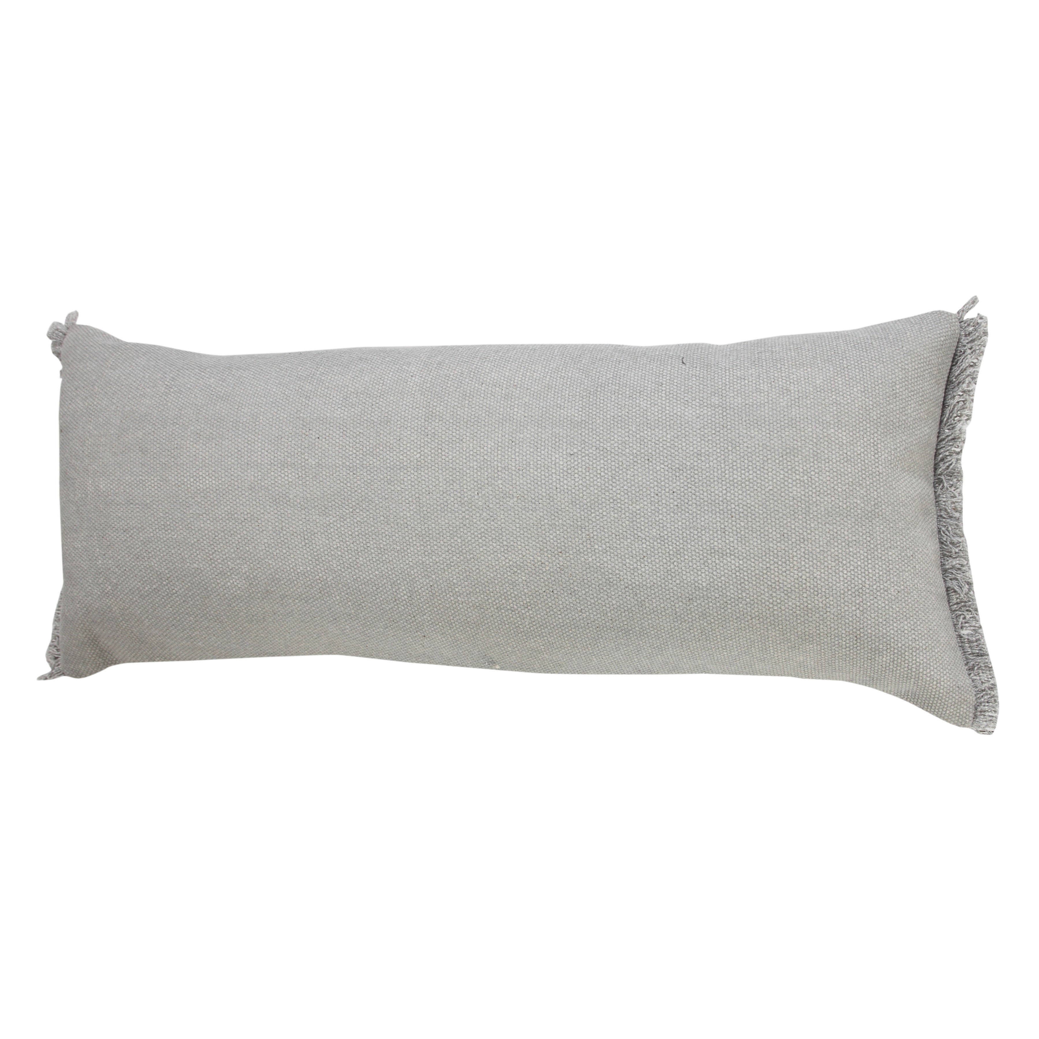 Ox Bay Nellie 14" x 36" Gray Soild Cotton Adult Decorative Lumbar Throw Pillow