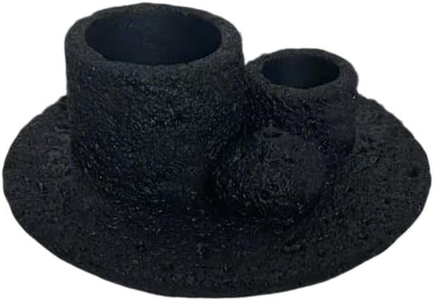 ABPETE 4-in-1 Cement Holder for Incense Sticks, Palo Santo, Sage Sticks & Candles - Multi-Purpose Burner for Aromatherapy & Meditation (Black)
