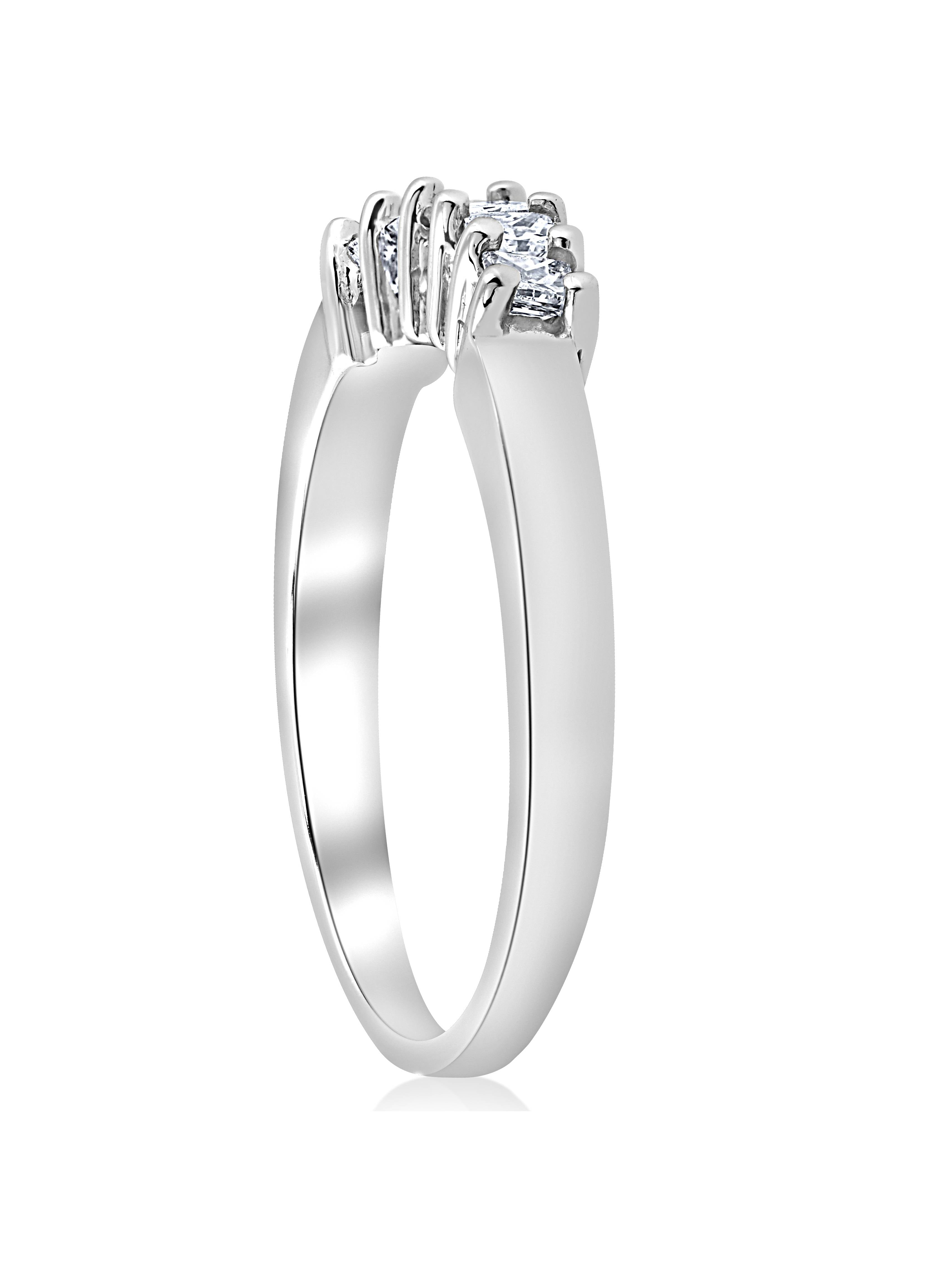 1/2ct Princess Cut Diamond Curved Wedding Ring Enhancer 14K White Gold