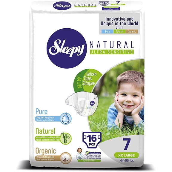 Sleepy Natural - Baby Diaper | Jumbo -7|XXLarge - 16*5