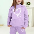thumbnail image 2 of Byoo Girls Outfits Set Winter Heart Print Hoodie & Joggers Comfy Casual Kids Unisex Sweatsuit, 2 of 4