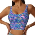 thumbnail image 2 of Picia Colorful Mushrooms Sports Bra for Women,Padded Strappy Sports Bras Medium Support Yoga Bra with Removable Cups,Running Yoga Bra-Medium, 2 of 9