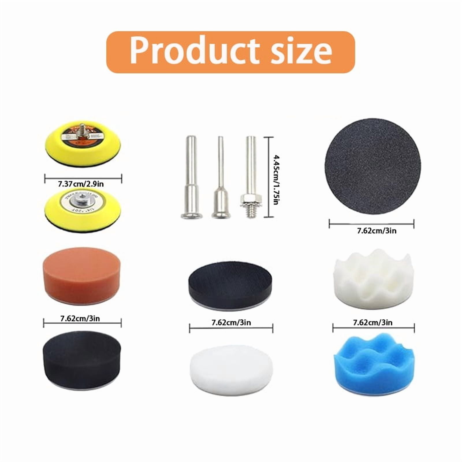 133 PCS Sanding Disc Car Polishing Kit Drill Sanding Attachment, 3 Inch Wet Dry Headlight Restoration Kit,Hook and Loop Sandpaper Buffing Pads  for Car, Wood, Metal Polishing