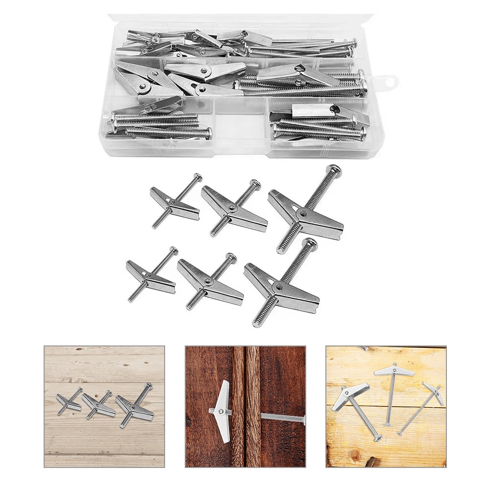 2 Sets  Drywall Anchor Heavy Duty Steel Toggle Anchor Wing Nut Bolt For Hanging