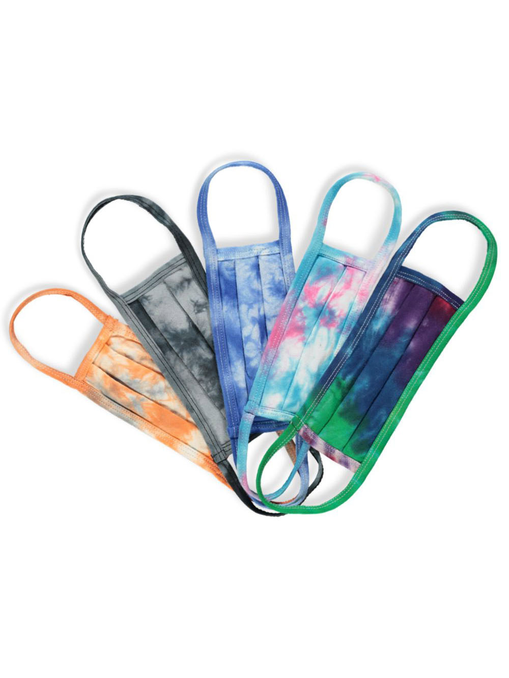 5-Pack Real Tie-Dye 100% Cotton 2 Layer Reusable Face Mask - one color, one size - image 2 of 2