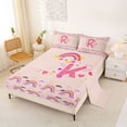 thumbnail image 2 of Feelyou Rainbow Letter K Queen Sheet Sets for Girls, Cartoon Lover Heart Bed Set for Bedroom, Pink, 4pcs, 2 of 5