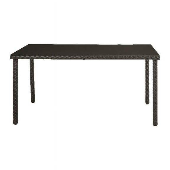 Mesa de Comedor NATERIAL Tipo Rattan Apta para Exterior con Tapa de cristal templado NOA