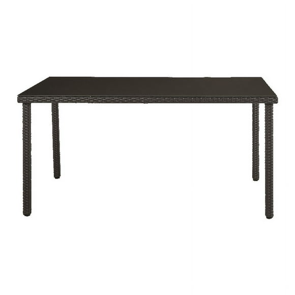 Mesa de Comedor NATERIAL Tipo Rattan Apta para Exterior con Tapa de cristal templado NOA