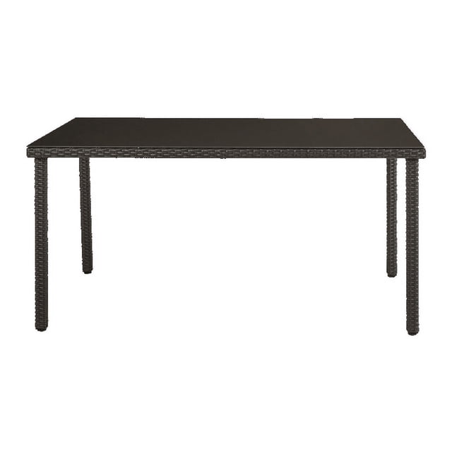 Mesa de Comedor NATERIAL Tipo Rattan Apta para Exterior con Tapa de cristal templado NOA