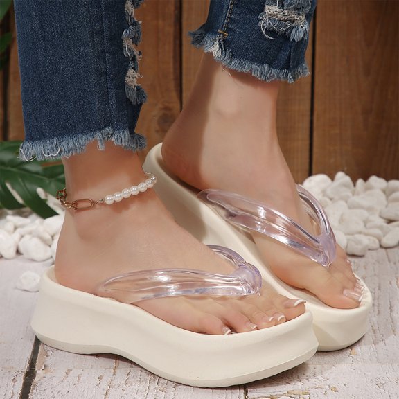Willtoo Women's Summer Jelly Flip Flops Sandals Casual Comfortable Thick Sole Sandals for Outdoor Beach Walking and Daily Wear