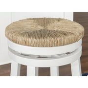 Linon Morgan 25.5 Wood Counter Stool Natural Seagrass Swivel Seat in White