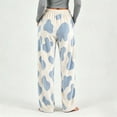 thumbnail image 6 of Kezqiaxn Womens Pajama Pants Cow Print Fleece High Waisted Stretchy Lounge Pants Wide Leg Thick Casual Bottoms with Pockets Plus Size Blue B XL, 6 of 7