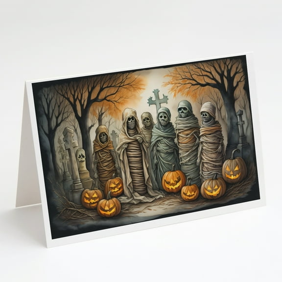 Mummies Spooky Halloween Greeting Cards and Envelopes Pack of 8 7 in x 5 in