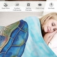 thumbnail image 3 of COMIO  Sea Turtle Sherpa Blanket Throw for Couch Bed,Thick Fluffy Tortoise Blankets for Winter, Throws with Ocean Animal Underwater Landscape Coral Aquatic Plants, 3 of 6