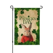 St. Patrick's Day Clover Rabbit in Red Day Garden Decor Flags, Double-Sided Garden Flags for Patio Terrace, 28"x40"