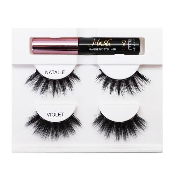 Natalie & Violet , J Lash Magnetic Eyeliner & Lash Kit - Natalie & Violet, hair scalp beauty - Pack of 3 w/ Sleek 3-in-1 Comb/Brush