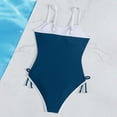 thumbnail image 4 of EliteGoogv One Piece Swimsuit For Girls Solid Color Contrast Tie Adjustable Bathing Suit Summer Beach Pool Vacation Swimwear Navy, 4 of 7
