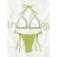 thumbnail image 2 of Traje de baño de 2 piezas para mujer, parte superior triangular, corte alto, parte inferior fruncida Verde M Verde M Xishao ropa, 2 of 2