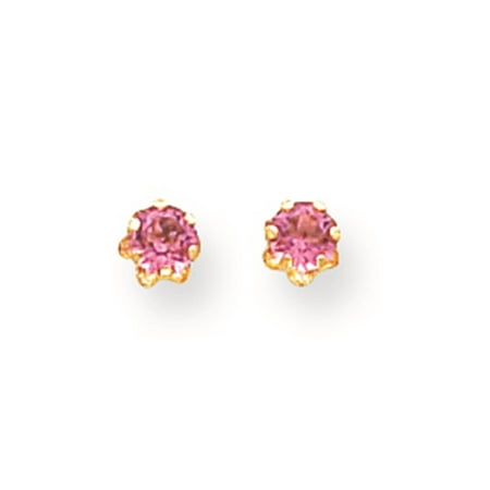 Madi K Childrens 14k Yellow Gold October Birthstone Pink Tourmaline Earrings Madi K Childrens 14k Yellow Gold October Birthstone Pink Tourmaline Earrings