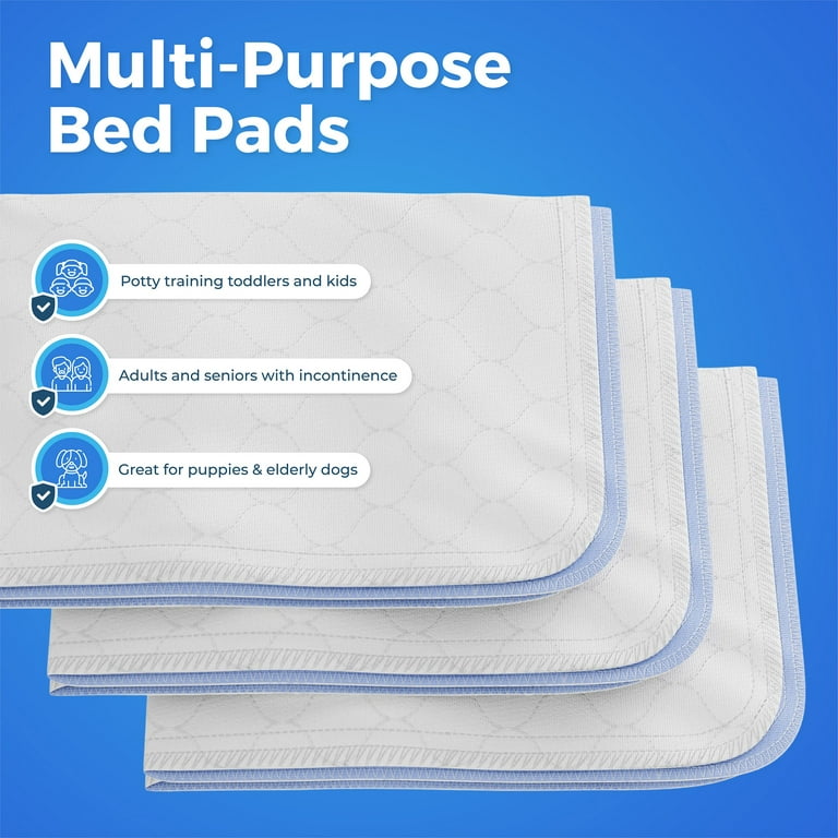 IMPROVIA Washable Underpads, 34 x 36 (Pack of 4) - Heavy Absorbency  Reusable Incontinence Pads for Kids, Adults, Elderly, and Pets - Waterproof  Protective Pad for Bed, Couch, Sofa, Furniture, Floor 4 34x36