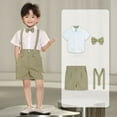 thumbnail image 2 of Plebaso Boys Suits 3 Piece Formal Dress Shirts Suspender Shorts Bowtie Summer Wedding Outfits for Kids, 2 of 7