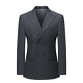 thumbnail image 5 of Mens 2 Piece Suit Slim Fit Double Breasted Dark gray Solid Color Peaked Lapel Tuxedo Blazer Pants for Prom with Tie, 5 of 8