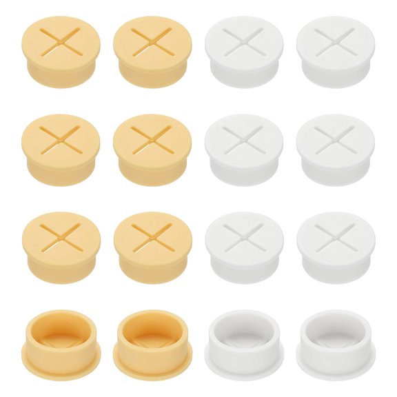 1 Inch Wire Rubber Grommets, 16Pcs Desk Grommet Cable Grommet Hole Cover Cord Organizer Cable Pass Through for Office Home Table Countertop, Yellow/White