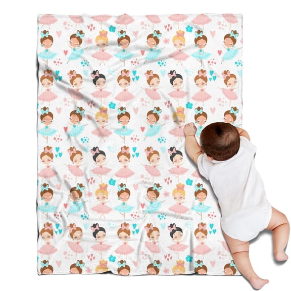 Ballet Princess Pattern Blanket,Comfortable Soft Lamb Wool Throw Blanket,All Season,Warm Lightweight Blankets for Sofa Bed Couch Living Room Chair,30"x40"