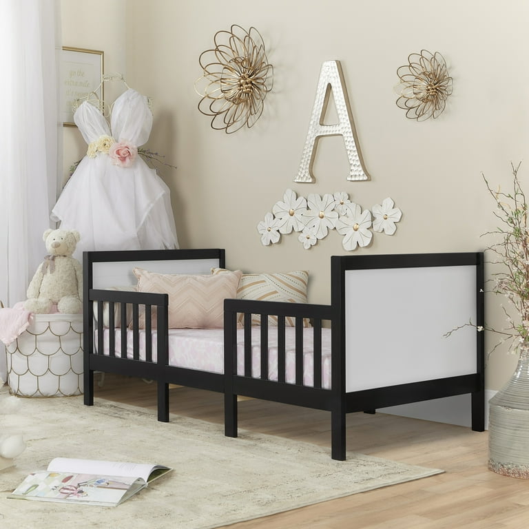 Dream On Me Hudson 3 in 1 Convertible Toddler Bed, Black and White