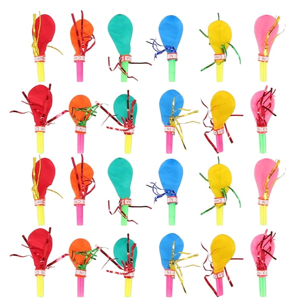 BRIGHTFUFU 100 globos con silbato para niños, silbato divertido para premios de carnaval, recuerdos de fiesta de cumpleaños, decoraciones de celebración para fiesta de Navidad de Halloween