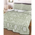 thumbnail image 3 of Quilts Twin Size Bedding Set, Sage Green Paisley Boho Lightweight Quilted Comforter, Abstract Art Floral Aesthetic Soft Reversible Bedspread Coverlet with Pillow Covers for All Season, 68" x 86", 3 of 7