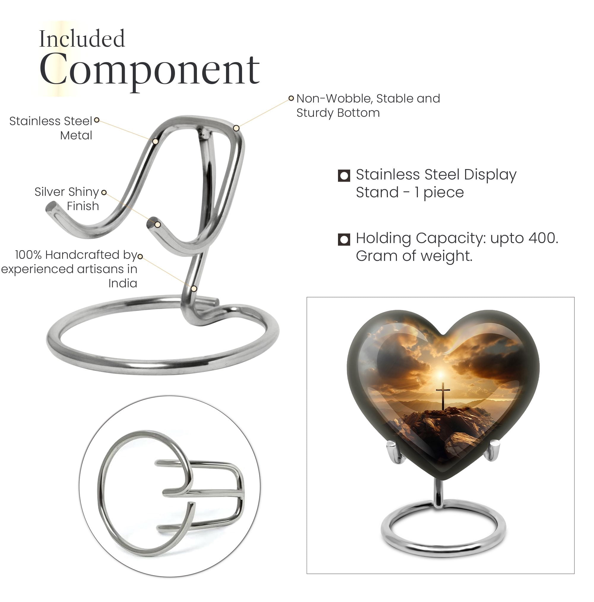 Heart Christ Sunset Sky Urns For Ashes - Urns For Human Ashes Male & Female - Burial Urns For Metal Remains - Ash Urns For Humans - Funeral Heart Shaped Cremation Urns For Ashes(Size - 3Inch, 1Pcs)