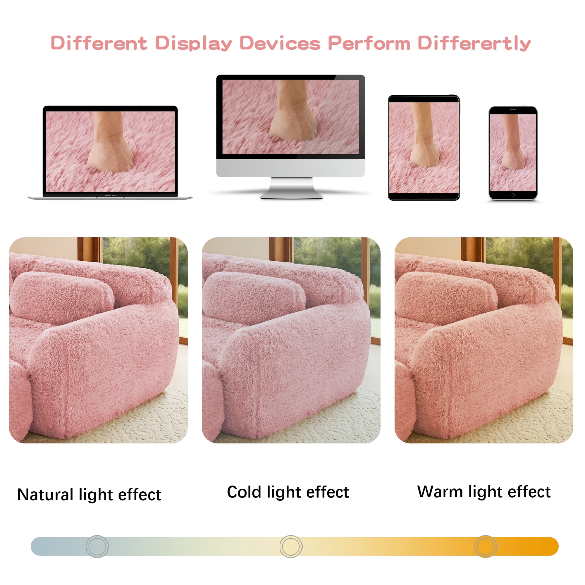 Wakefit 114" Modular Sectional Sofa, Boneless Couche 3 Seater Deep Seat Compressed Sofa, No Assembly Required, Soft Fluffy Plush Fabric, Cloud Comfy Sofa Set, Pink