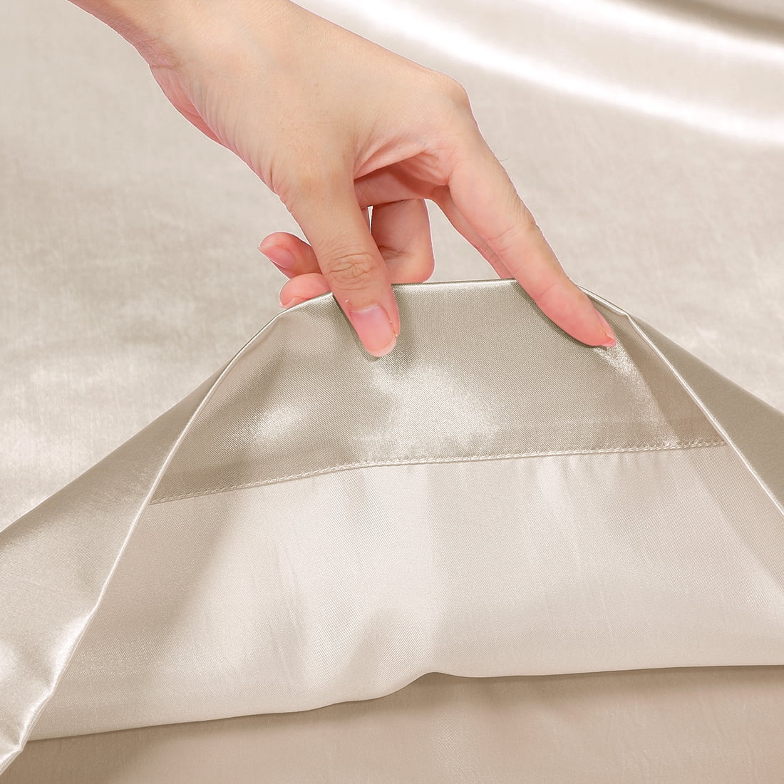 Unique Bargains 2 Pack Polyester Satin Body Pillow Cover 20" x 54" Taupe
