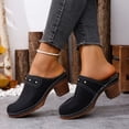 thumbnail image 3 of Modisza Chunky Heels Mules for Women Round Closed Toe Low Bolck Heel Slides Sandal Arch Support Walking Shoes Indoor Outdoor size 8 Black, 3 of 6