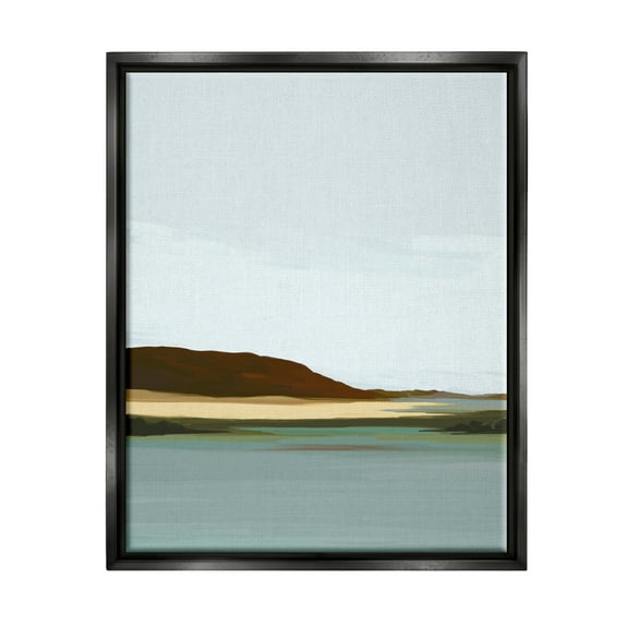 Stupell Industries Abstract Mountain Lake Abstract Painting Black Floater Framed Art Print Wall Art, 17 x 21