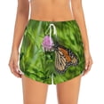 thumbnail image 2 of Uemuo Butterflies and Floral Pattern Women's Athletic Shorts High Waisted Running Shorts with Liner Pockets Gym Elastic Workout Shorts-XX-Large, 2 of 7