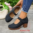 thumbnail image 4 of Samdudou Mary Jane Shoes for Women Closed Toe Chunky Block Heel Hollow Out Perforated Details Adjustable Strap Slip On Retro Casual Summer Office Work Dressy Pumps, 4 of 8