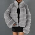 thumbnail image 4 of Odeerbi Faux Furry Coat for Women 2025 Warm Jacket Winter Solid V-neck Outerwear Hot Pink, 4 of 5