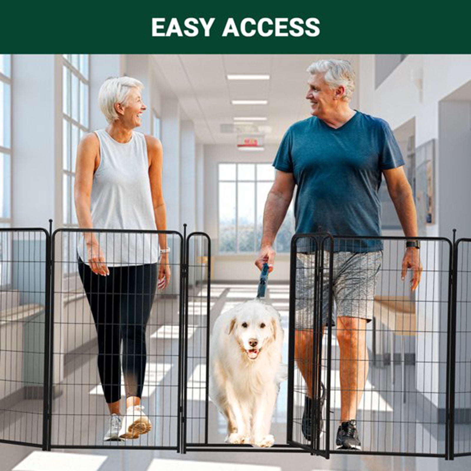 Lumiparty Metal Dog Playpen, 40" Height 16 Panels Dog Fence ,Heavy Duty Pet Puppy Exercise Pen, Portable Pet Playpen for Indoor Outdoor Rv Camping Garden Yard