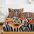 thumbnail image 6 of Cal.King Size Fitted Sheet Set - Orange Yellow Black 3 Piece Bedding Sets 16" Deep Pocket Fitted Sheet with 2 Pillowcases, Summer Leaf Botanical Tropical Brushed Microfiber Hotel Luxury Bed Sheets, 6 of 9