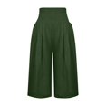 thumbnail image 2 of Women'S Cotton And Linen Solid Elastic Waist Cropped High Waist Casual Pants Sweatpants, 2 of 4