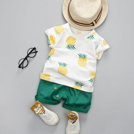 Infant Toddler Baby Boy Summer T-shirt+Shorts Outfits Pineapple Clothes 6-12M