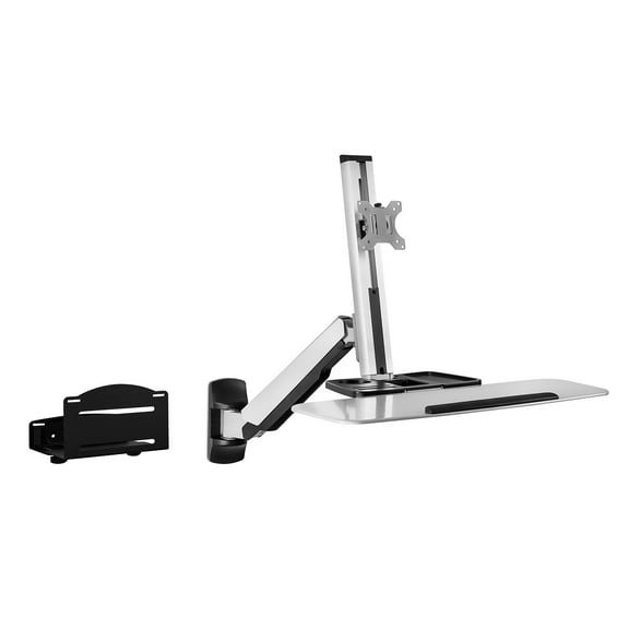 Mount-It! Standing Computer Work Station with Articulating Monitor Mount, Keyboard Tray Arm and CPU Holder