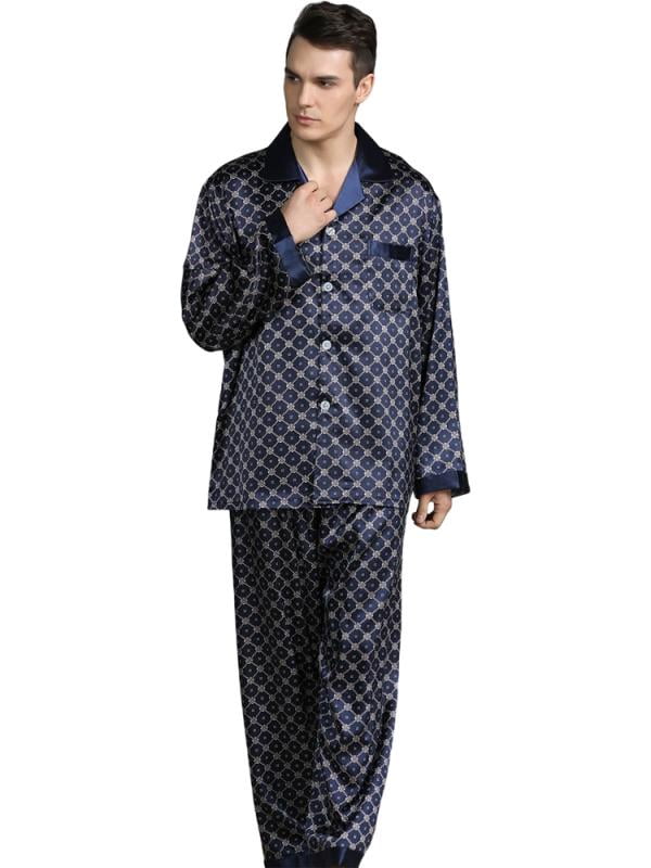 MOREFUN Mens Satin Pajamas Set Casual Sleepwear Loungewear Home Service