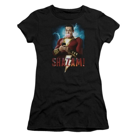 Shazam Movie Blowing Up Junior Women's T-Shirt Sheer Black