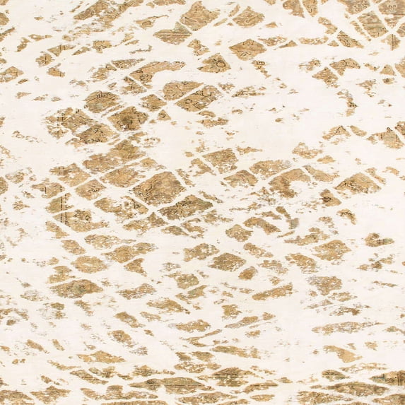 Ahgly Company Machine Washable Indoor Square Abstract Papaya Whip Beige Area Rugs, 6' Square