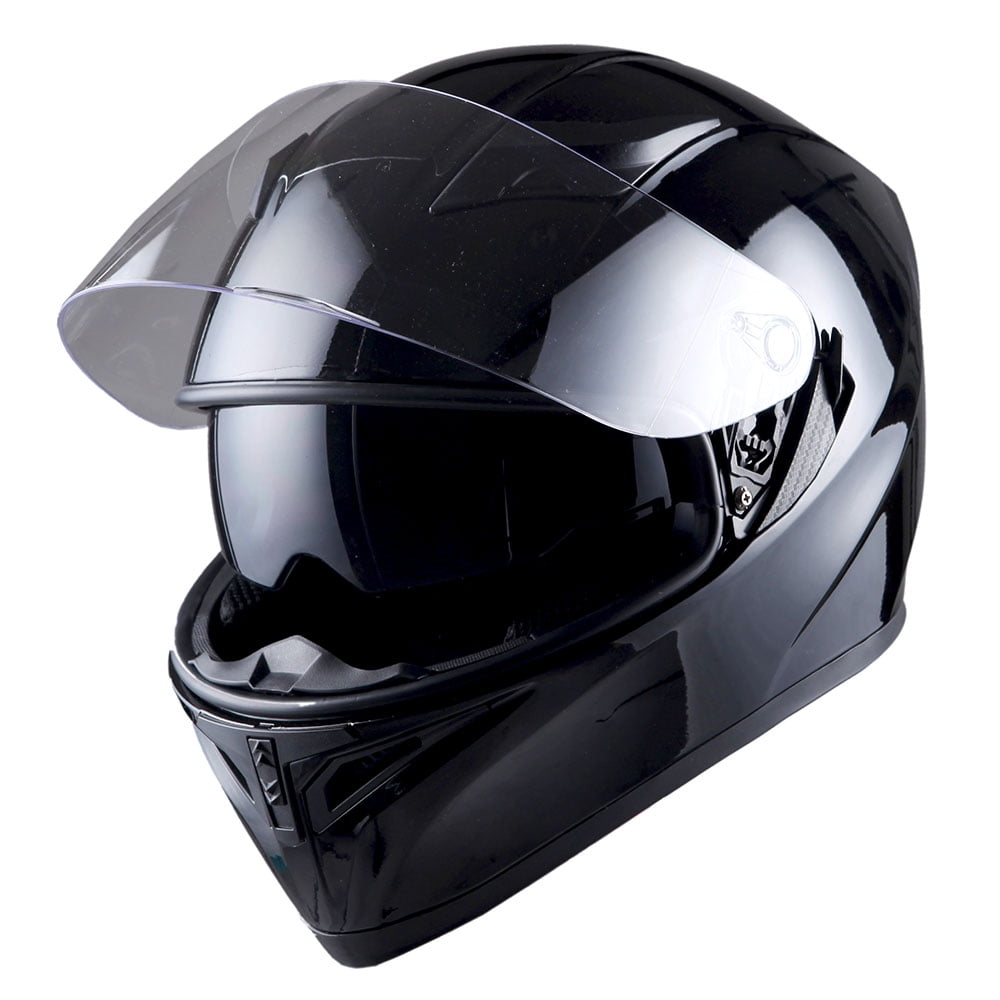 1Storm Motorcycle Modular Full Face Flip up Dual Visor Helmet + Spoiler +  Motorcycle Bluetooth Headset: HJK316 Matt Black