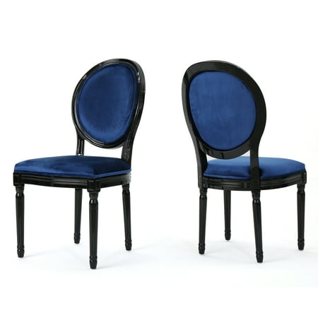 - Camilla Traditional New Velvet Dining Chairs, Set of 2, Navy Blue